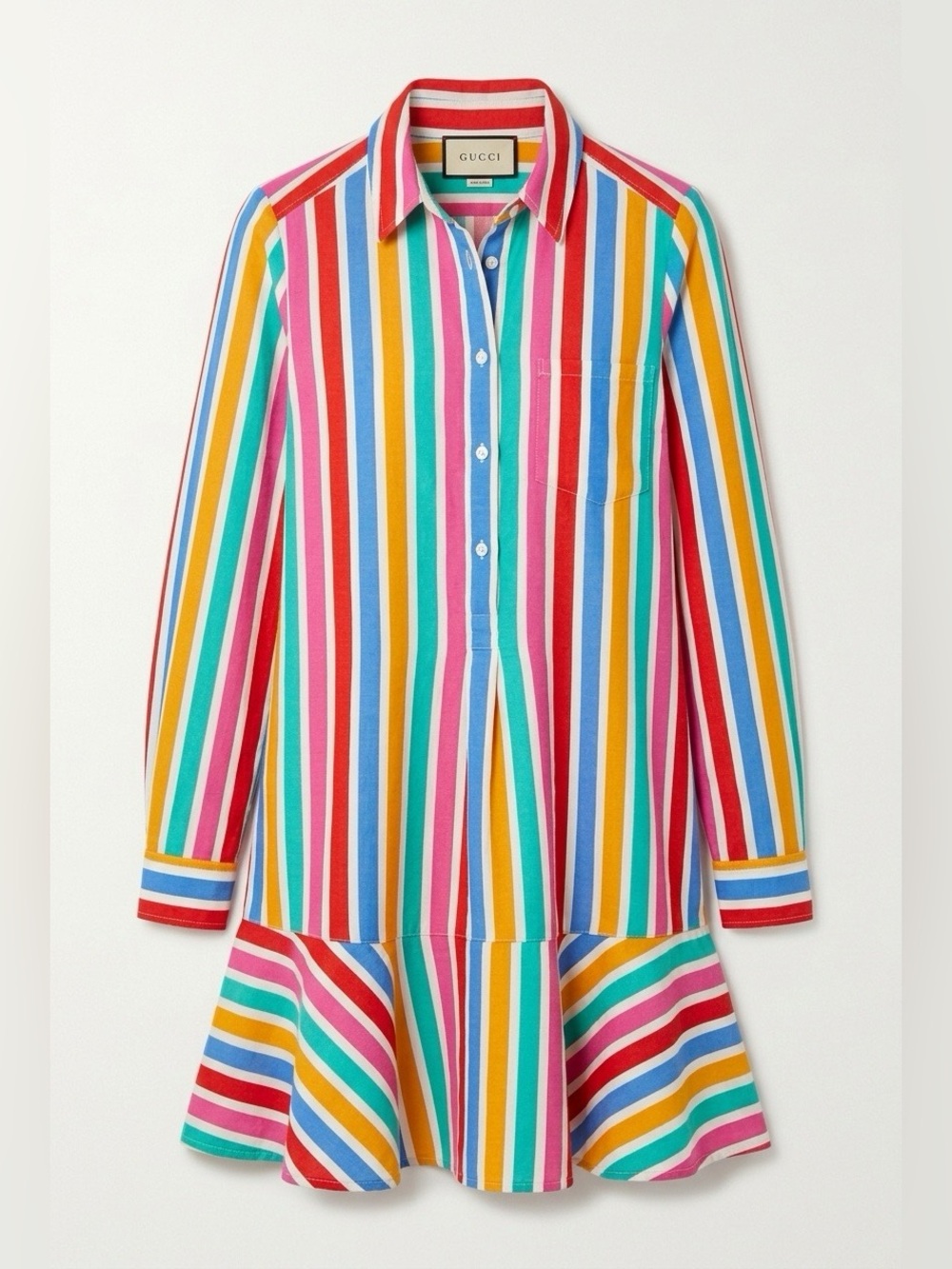 Tuckernuck Multi Color Stripe Ruffle Hem Mini Shirtdress Linen Blend - size XS